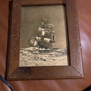 VTG DUFEX GOLD FOIL PRINT SAILING SHIP